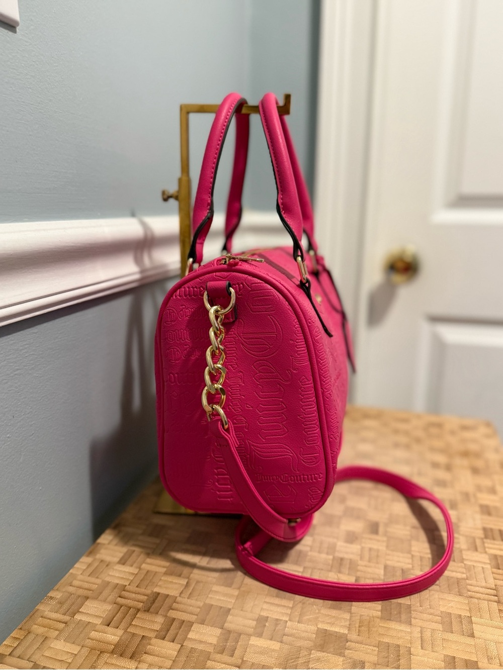 Juicy Couture Deboss Logo Speedy Satchel in the vibrant color Raspberry Tart EUC - Picture 2 of 13